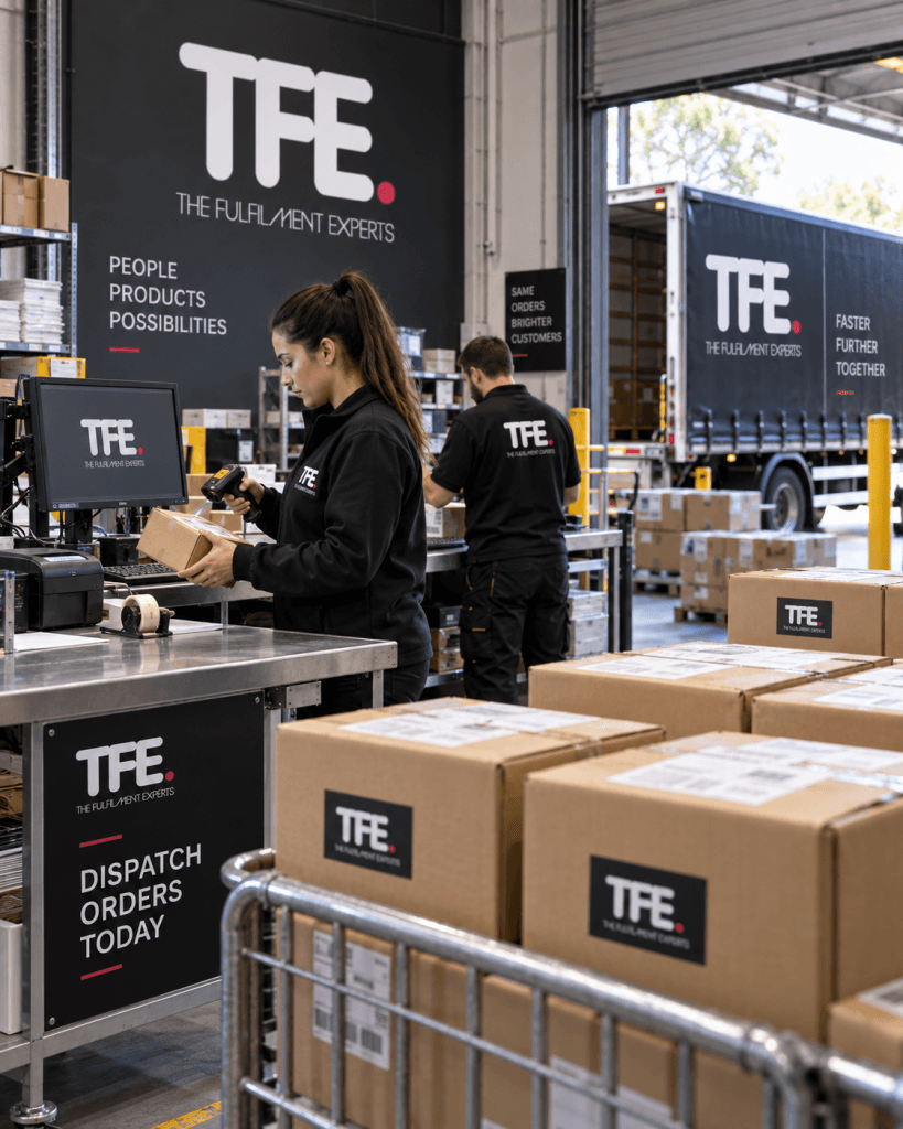 TFE dispatch centre processing outgoing orders during the 3PL onboarding process
