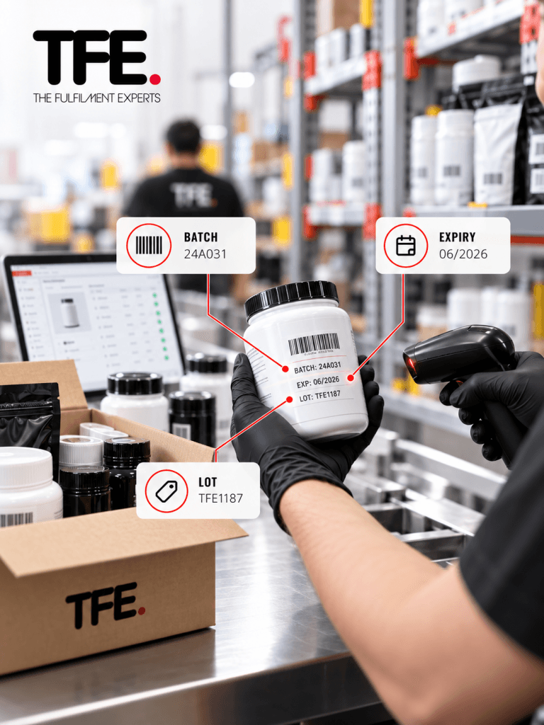 Supplements fulfilment compliance with batch, expiry and lot tracking in a TFE warehouse